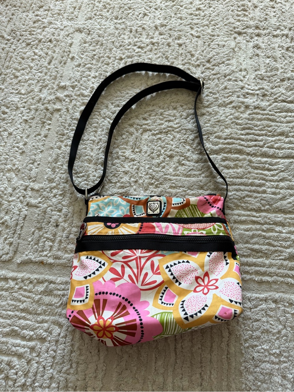 Brighton Floral Crossbody Bag in Pink & Yellow